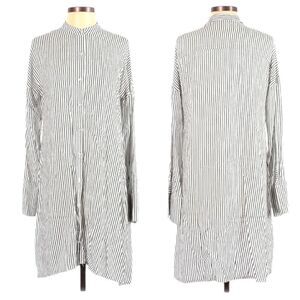 I AM Striped Banded Collar Shirt Dress S